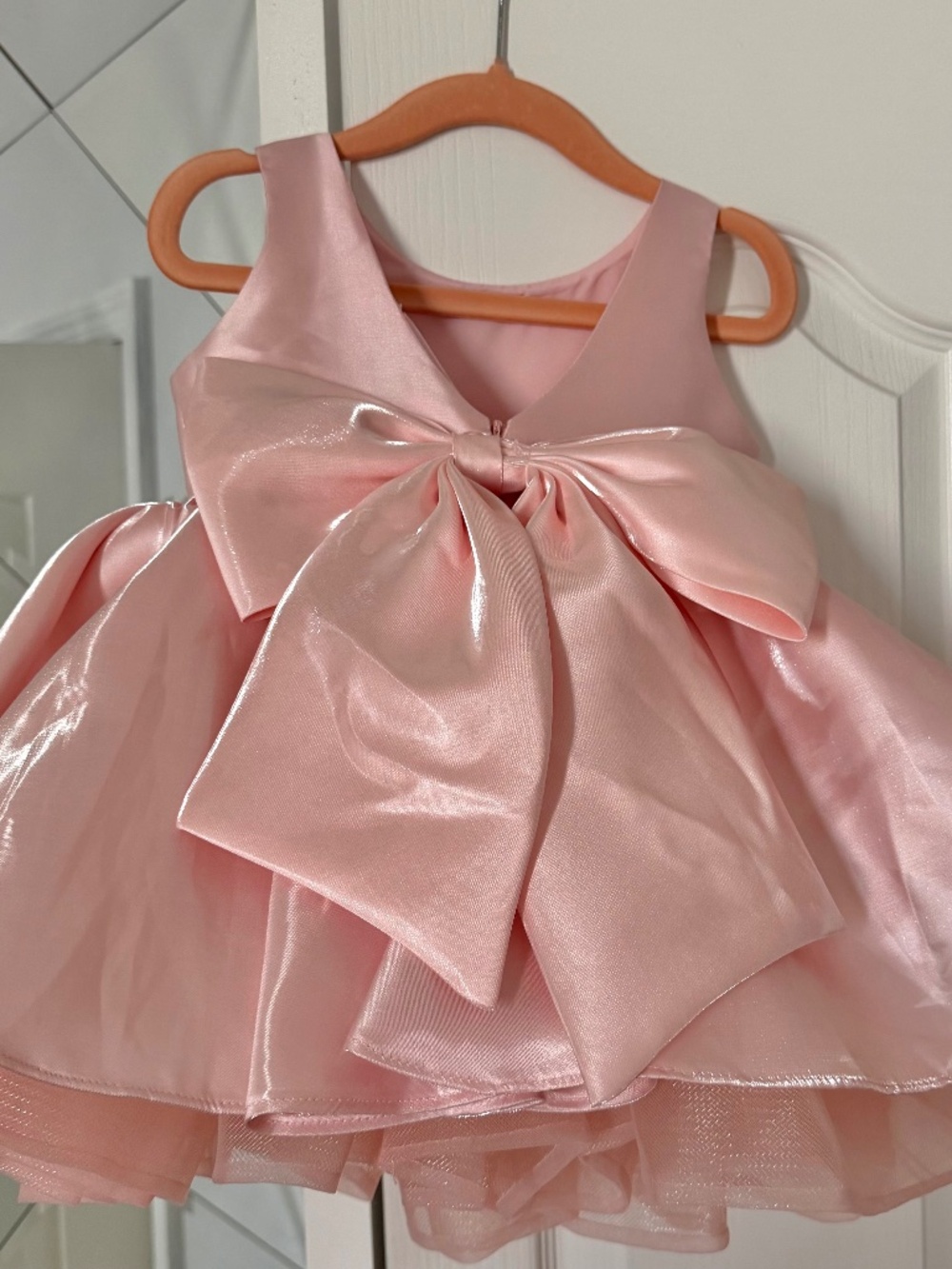 Pink Baby Girl Dress, Tutu Dress Toddler, Luxury Satin Princess Dress, Baby Phot